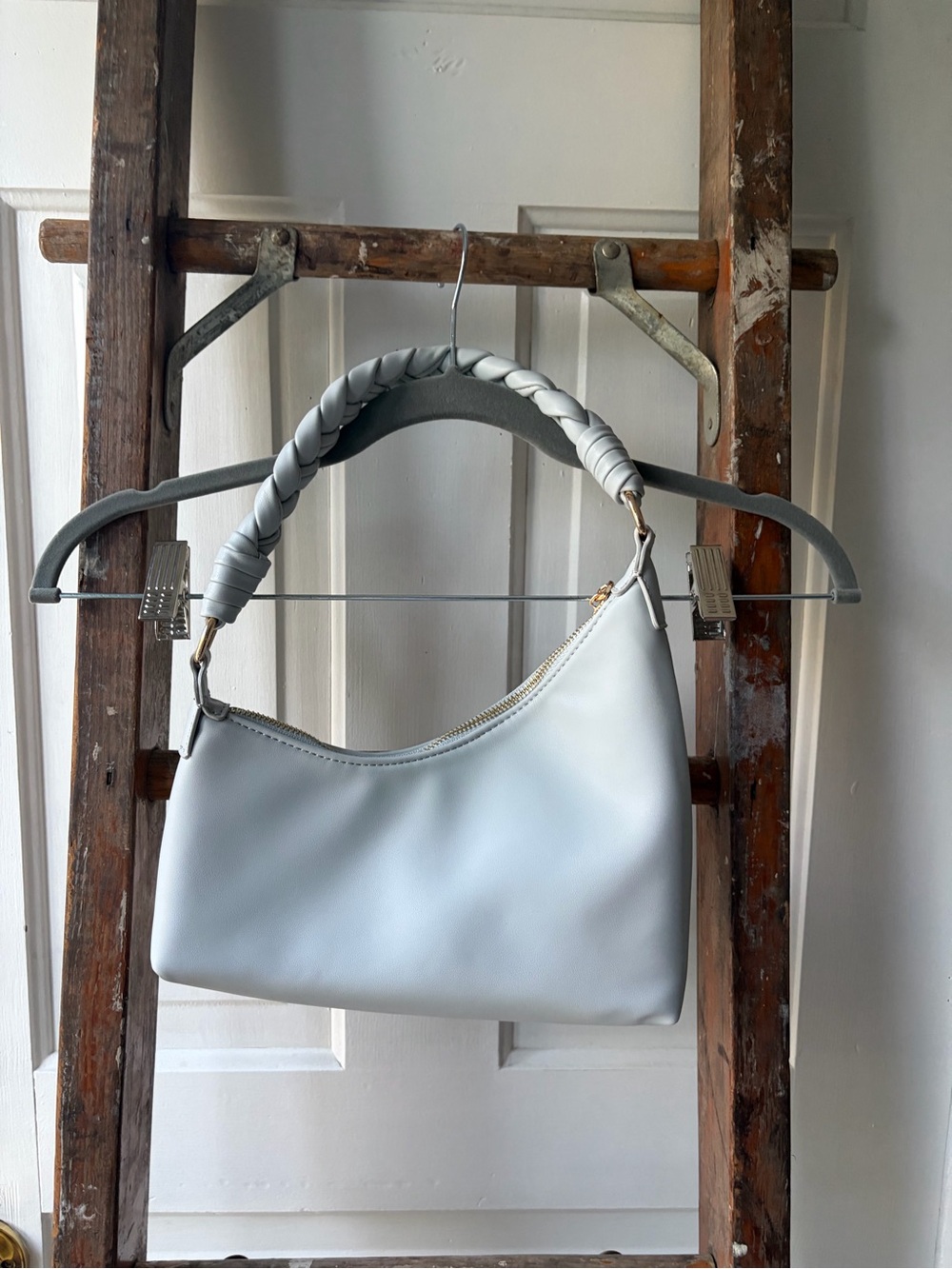 Urban Expressions Braided-Handle Shoulder Bag in Light Gray - Women Bags